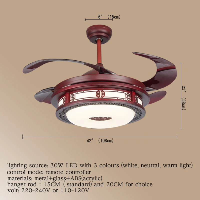 BRIGHT  Ceiling Fan Lights With Remote Control Invisible Fan Blade Fan Lighting Decorative For Home Living Room Bedroom