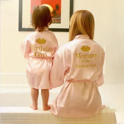 Bata de satén para niña y madre de cumpleaños, kimono de princesa para fiesta de Spa, regalo