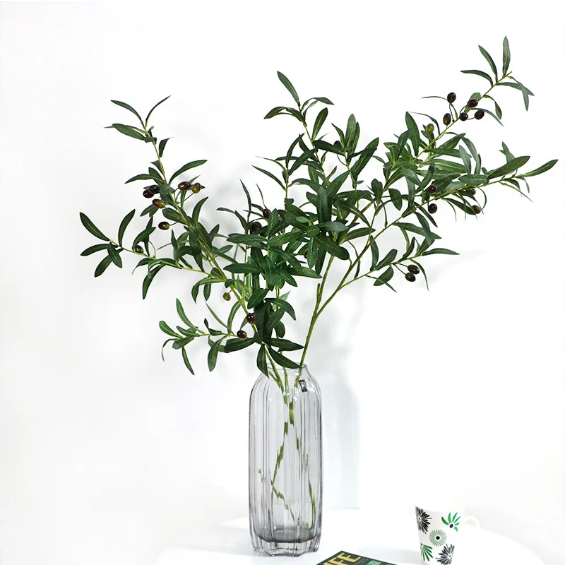 130cm Artificial Branch Olive Leaf Olive Fruit Olive Branch for Floral   Bouquets Wedding Holiday Greenery Decor