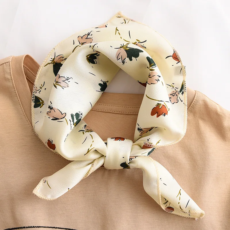 New Arrival 2024 Square Neck Scarf Women Silk Hair Brand Small Foulard Shawls And Wraps Lady Office Neckerchief Bandana Hijab