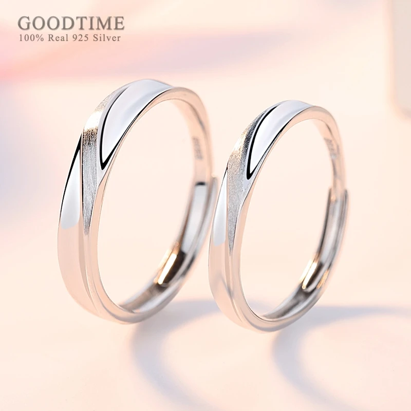 Fashion Wedding Couple Rings 100% Real 925 Sterling Silver  Wedding Brushed Frosted Band Jewelry Lover Anniversary Gift