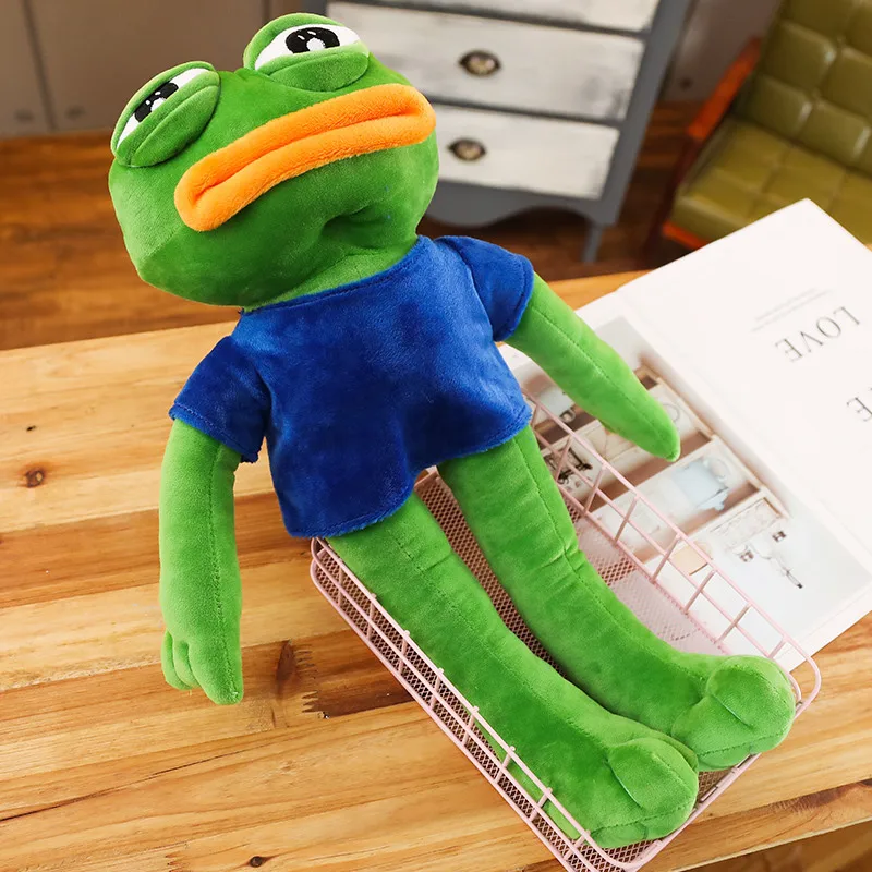 Muñecas de animales de peluche para niños, juguetes creativos de 50-90cm, expresión mágica, Rana triste de Pepe The Frog, 4chan Meme, regalo