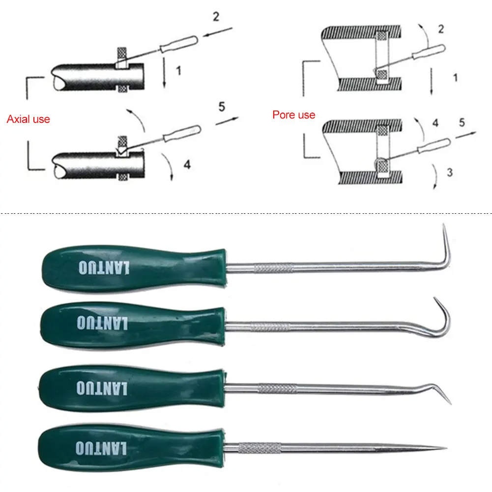 Juego de 4 ganchos de alta calidad para coche, herramientas de extracción de juntas tóricas, sello de aceite automático, 2021mm de largo, gran