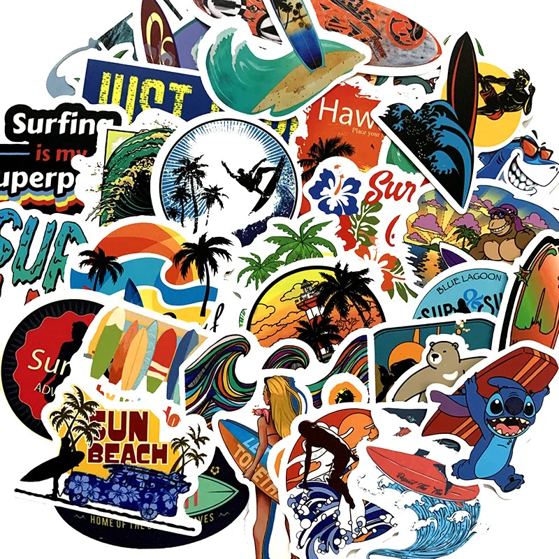 10/30/50Pcs Outdoor Surfing Ski Stickers Waterproof Decal Laptop Motorcycle Luggage Snowboard Fridge  Car Sticker