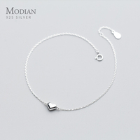 Modian Fashion Cute Heart Ankle For Women Real Solid 925 Sterling Silver Simple Link Chain Ankle Ethnic Style Fine Jewelry