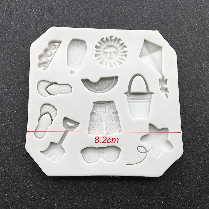 Sun Slipper Sandy Beach Silicone Mold Sugarcraft Fondant Cake Decorating Tools Cupcake Baking Mold