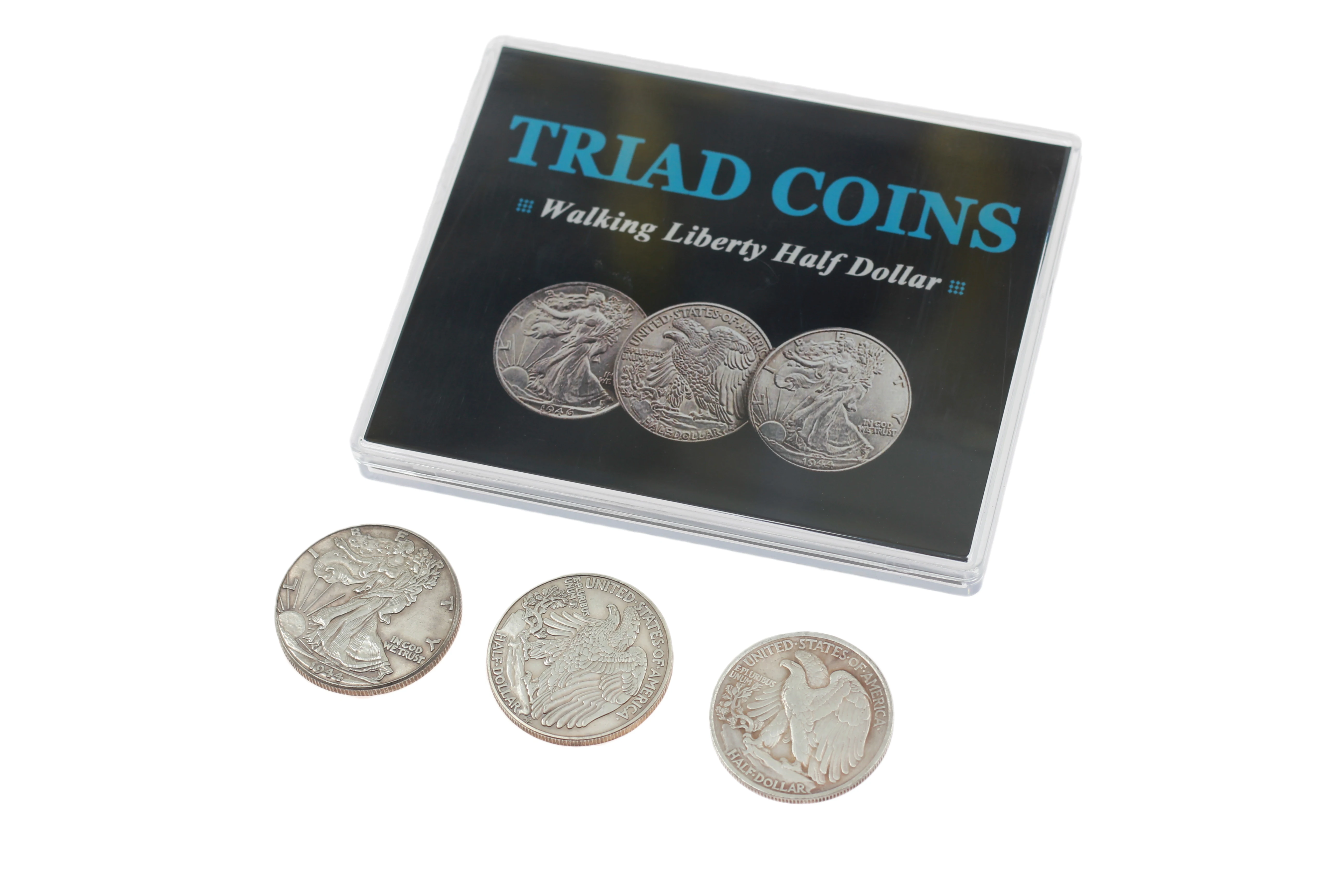 Triad Coins (Walking Liberty Half Dollar)Produce Vanish Change Three Coin Magia Close Up Illusion Mentalism Magic Trick Gimmick