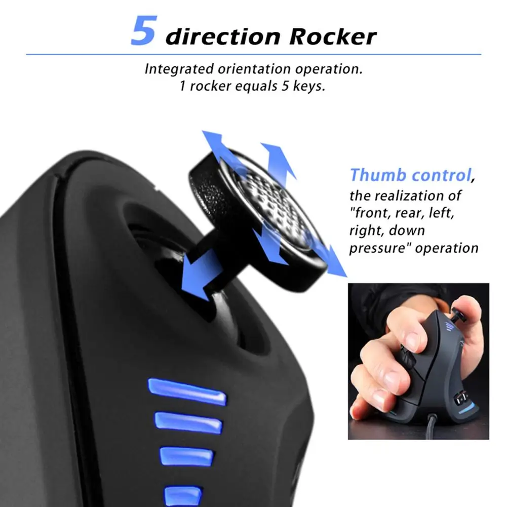 สำหรับ ZELOTES เมาส์สำหรับเล่นเกมแนวตั้ง USB แบบมีสาย RGB Optical Mouse 11ปุ่ม10000 DPI Ergonomic Gamer Mice