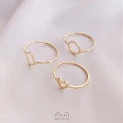 14K Goud Kleur Diy Lege Ring Geometrische Ring Vierkante Diamanten Hart Hand Wond Ring Base