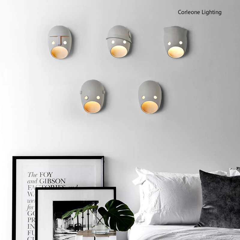 Moooi Lampu Dinding Smiley Resin Nordic Lampu Dinding Tanda Wajah untuk Kamar Tidur Ruang Keluarga Ruang Makan Perlengkapan Lampu Dekorasi Interior LED