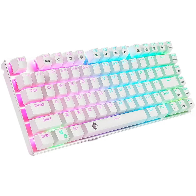 

Mechanical keyboard smooth line red switch 81 keys RGB backlight white game keyboard compact design American layout eagle Z88