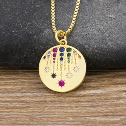 AIBEF New Arrival Gold Color Copper CZ Pendant Necklace For Women 2020 Boho Cubic Zirconia Choker Femme Charm Party Jewelry Gift