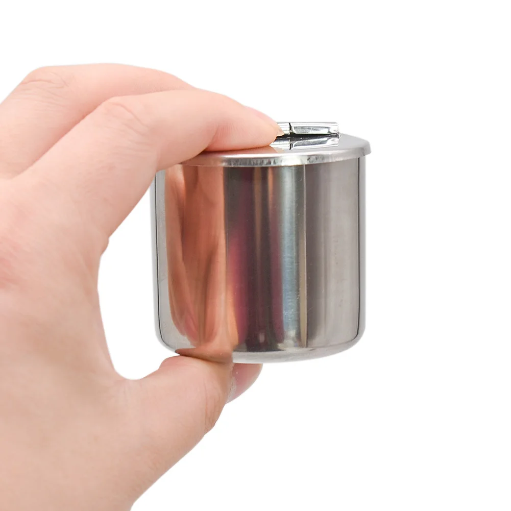 1pcs Stainless Steel Medical Cotton Alcohol Disinfection Jar Half Clamshell Oral Ointment Cylinder Tank Holder Dental Material