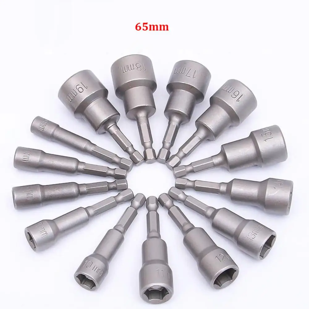 Broca de destornillador eléctrico con vástago de 1/4 ", tuerca hexagonal magnética, longitud de 65mm, 80mm, 100mm, 150mm, 6mm - 19mm
