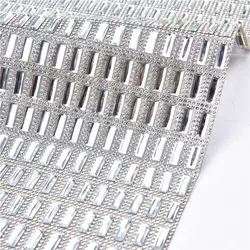 Foglio di strass di alta qualità 24X40Cm cristallo bianco Hotfix Mesh 5X15Mm rettangolo pietra decorazione motivo diamante Banding Sticker