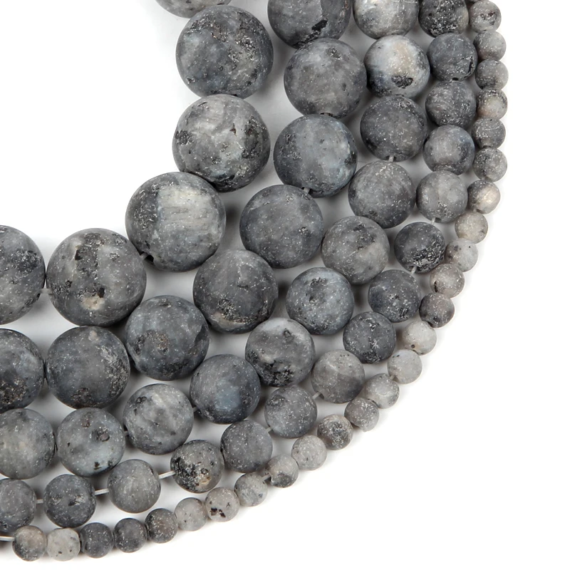 الحجر الطبيعي متجمد اللابرادوريت لارفيكيت القمر الجولة فضفاض الخرز لصنع المجوهرات الإبرة سوار لتقوم بها بنفسك ستراند 4-12 مللي متر #3