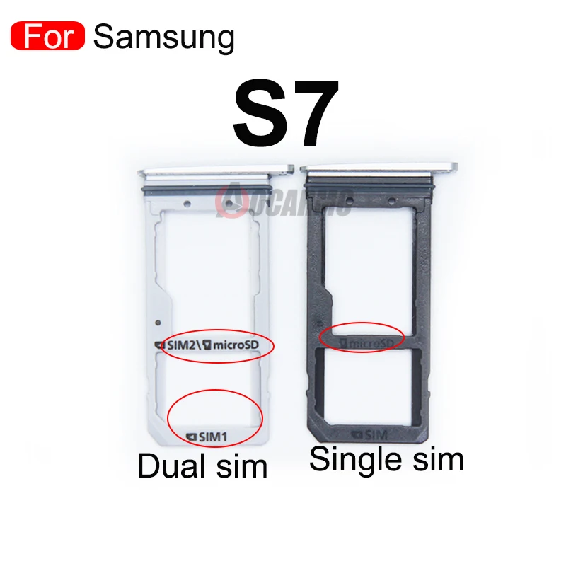 Aocarmo For Samsung Galaxy S7 G930 G930F Gold/Silver/Grey Single Dual Metal Plastic Nano Sim Card Tray Slot Holder