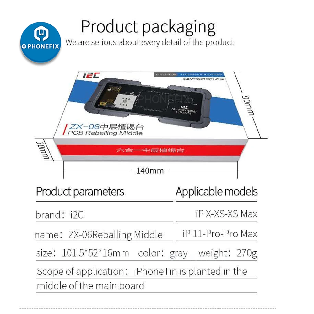 Qianli 6 In 1 Middle Frame BGA Reballing Planting Platform For iPhone X-11Pro Max Motherboard Positioning Tin Planting Holder