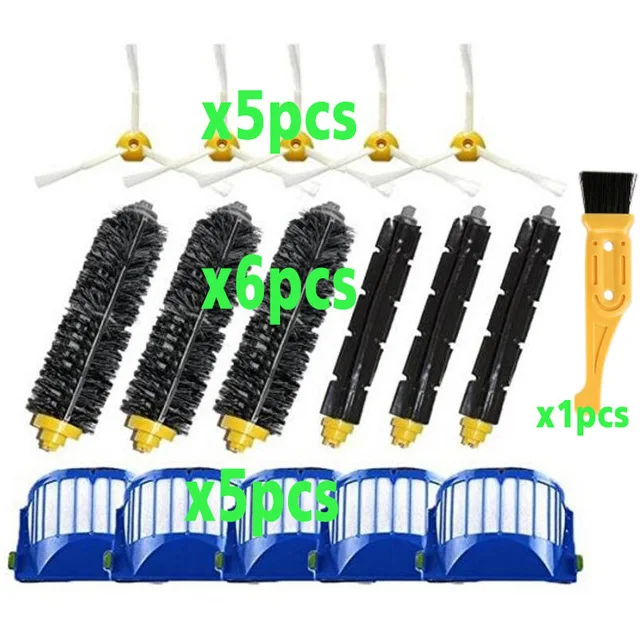 High Quality AeroVac Filter,Side Brush,Bristle & Flexible Beater Brush for iRobot Roomba 600 610 620 625 630 650 660