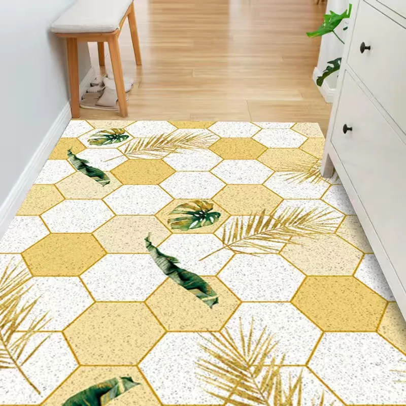 Anti-Slip Geometric Printed Door Mat, PVC Silk Loop Door Mat, Entrance Rubbing, Dust Custom Carpet, Nordic Style Room