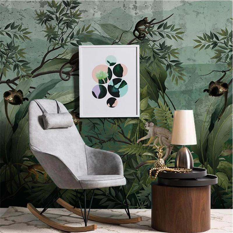 Custom Southeast Asian forest monkey animal wallpapers for living room TV background 3d wall sticker mural wallpaper home decor