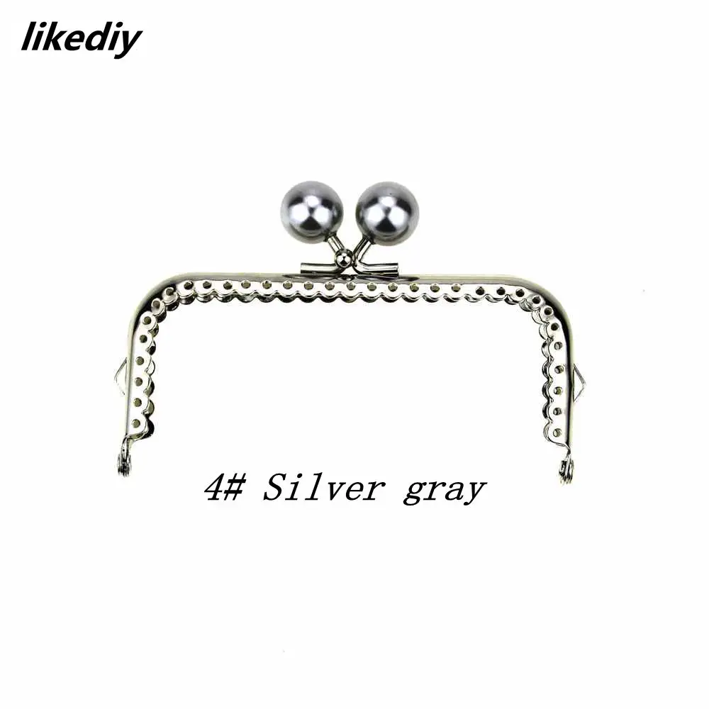 1 Piece 10.5 CM Candy Pearl Head Square Silver Metal Purse Frame Kiss Clasp Lace DIY Bag Accessories