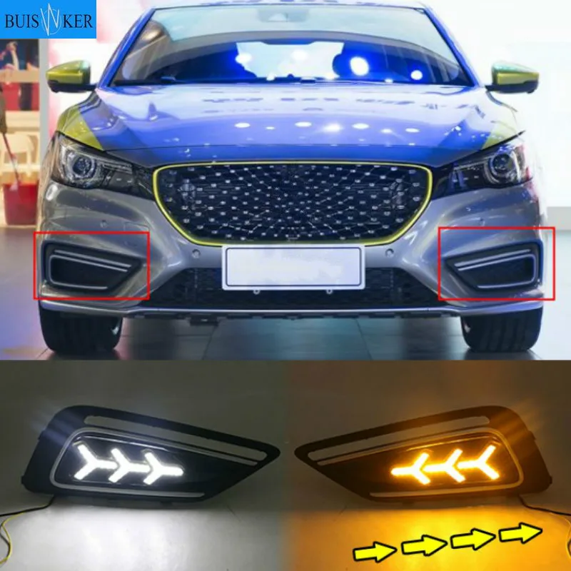 

1 Pair Car LED Daytime Running Lights White Yellow Blue Running Turn signal DRL for MG6 MG 6 2017 2018 2019 2020 Fog Lamp Covers