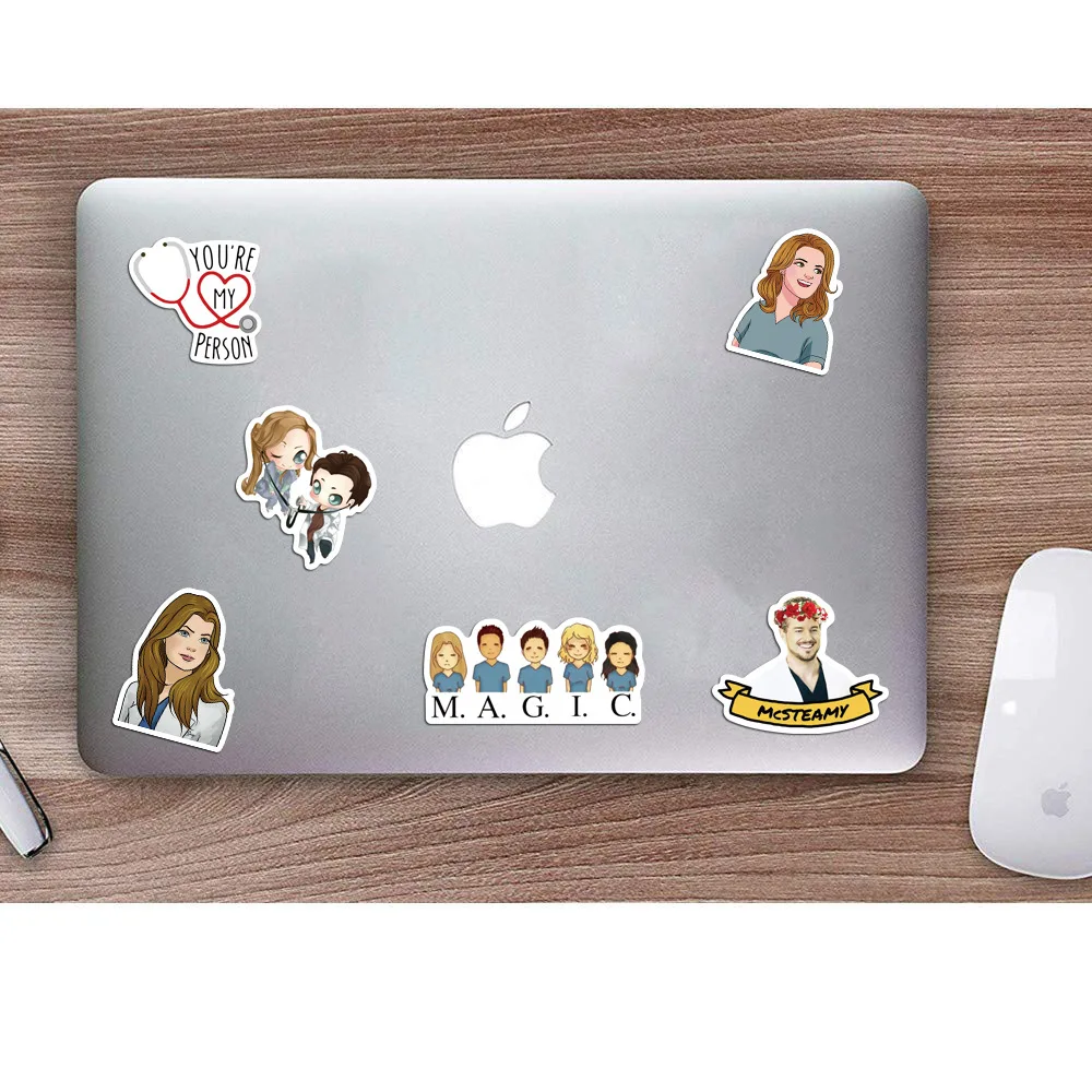 10/30/50PCS TV Show Greys Anatomy Waterproof Stickers DIY Skateboard Guitar Laptop Luggage Funny Graffiti Decal Sticker Kid Toy