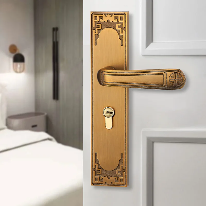 

Bronze Mechanical Door Lock Zinc Alloy Indoor Wooden Door Lock Bedroom Silent Room Door Lock Handle Lock Door Suction Hinge