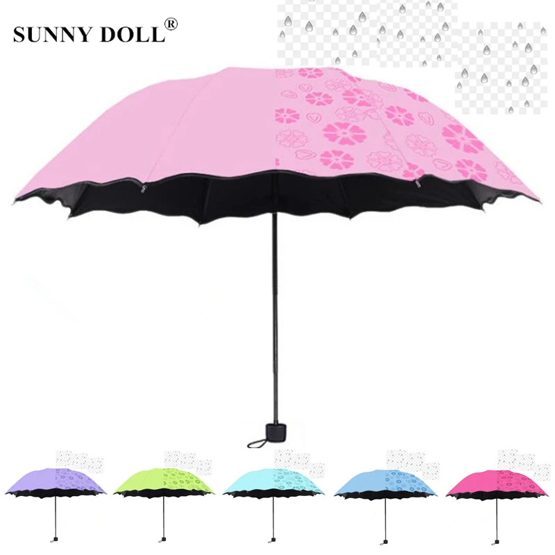 Rainbow Umbrella Kids Anti-UV Parasol Child Color Changing Open Folding Umbrella 8 Ribs Waterproof Windproof Umbrella for Kids