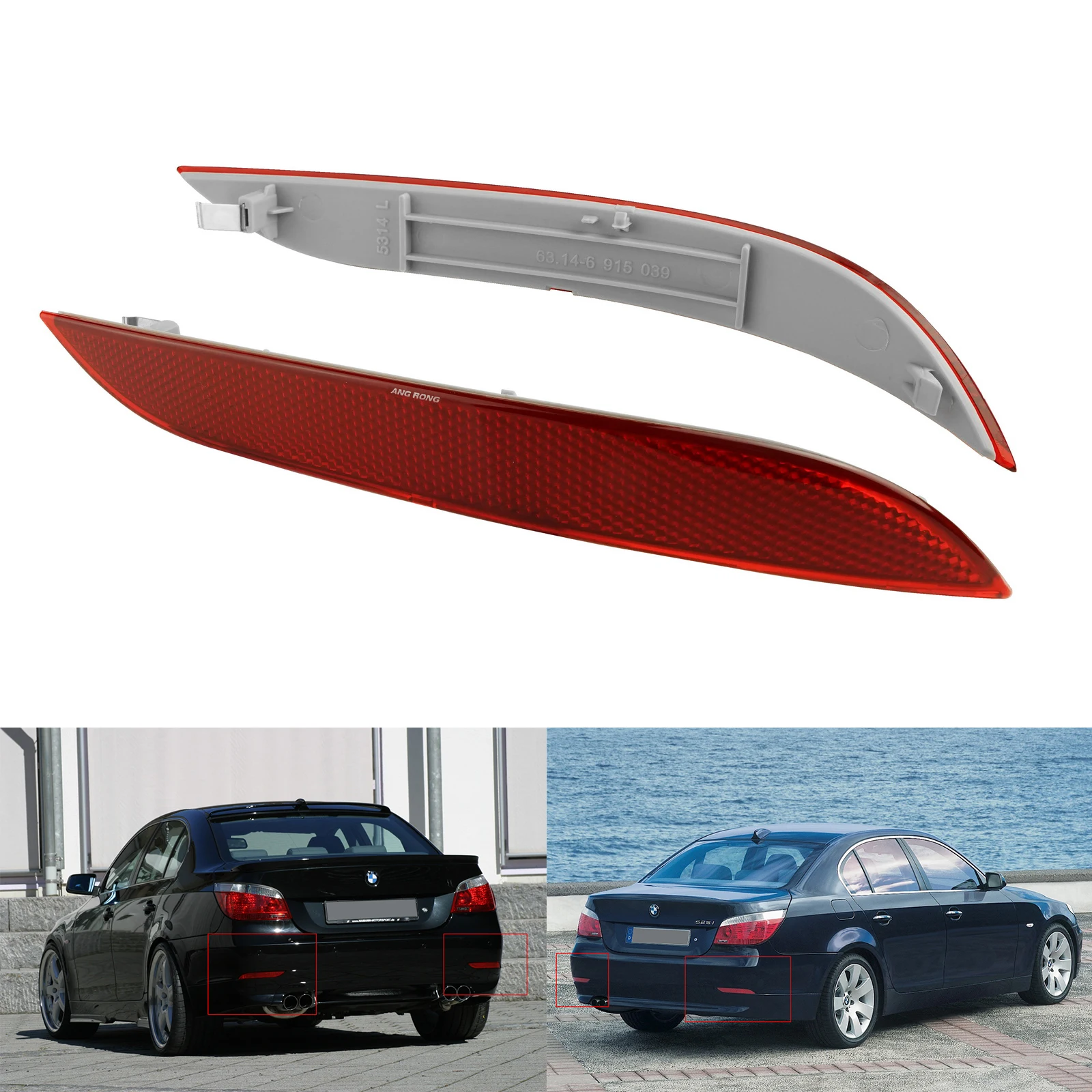 

2X Красные линзы, отражатели заднего бампера L & R для BMW 5-Series E60 E61 520i 523i 03-07