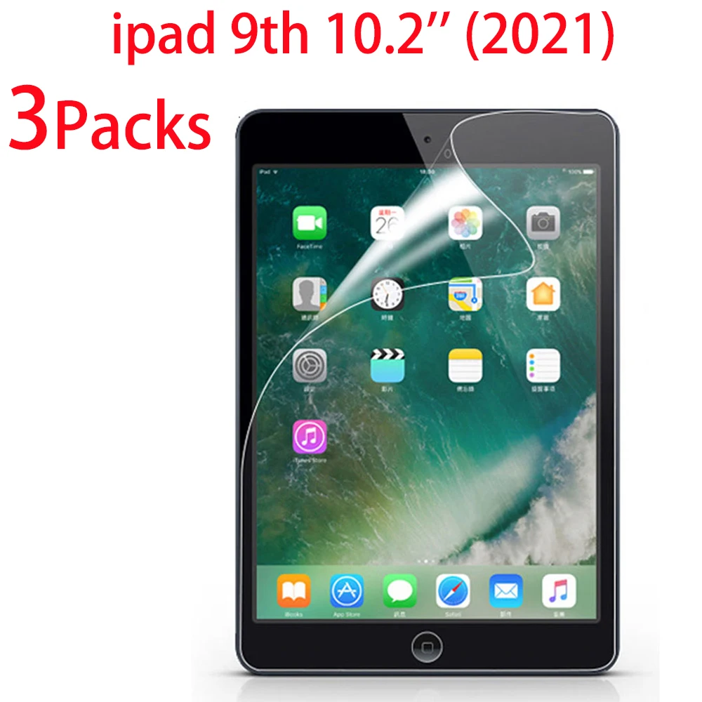 

3 Packs PET Soft Film For Apple iPad 10.2 2021 9th Generation Screen Protectors Protective Film A2603 A2604 Tablet Soft Film