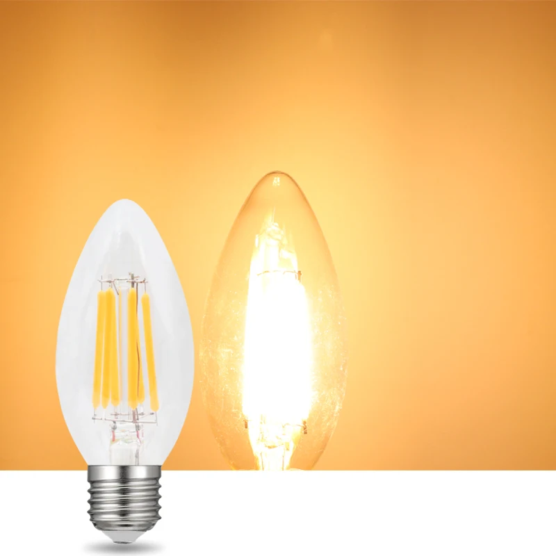 CLORNDSON Dimmable C35 LED 2W 4W 6W 8W Edison E26/E27 Vintage Retro Candle Lamp 110V 220V Filament Bulbs Decor Incandescent