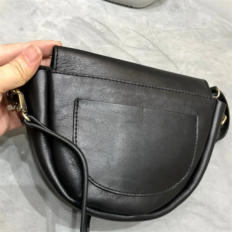 Retro Natural Leather Crossbody Bags For Women Genuine Cow Leather Small Saddle Bag Luxury Quality Women Shoulder Messenger Bags