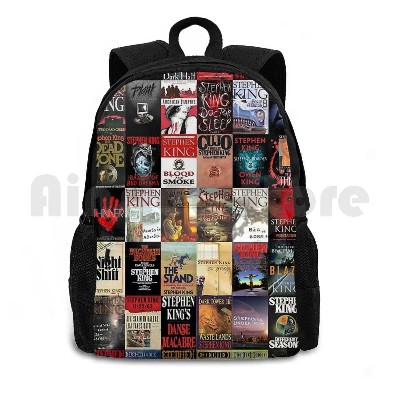 Stephen King Novels Outdoor Hiking Backpack Waterproof Camping Travel Stephen King Novels Fashion New York Pattern London Paris