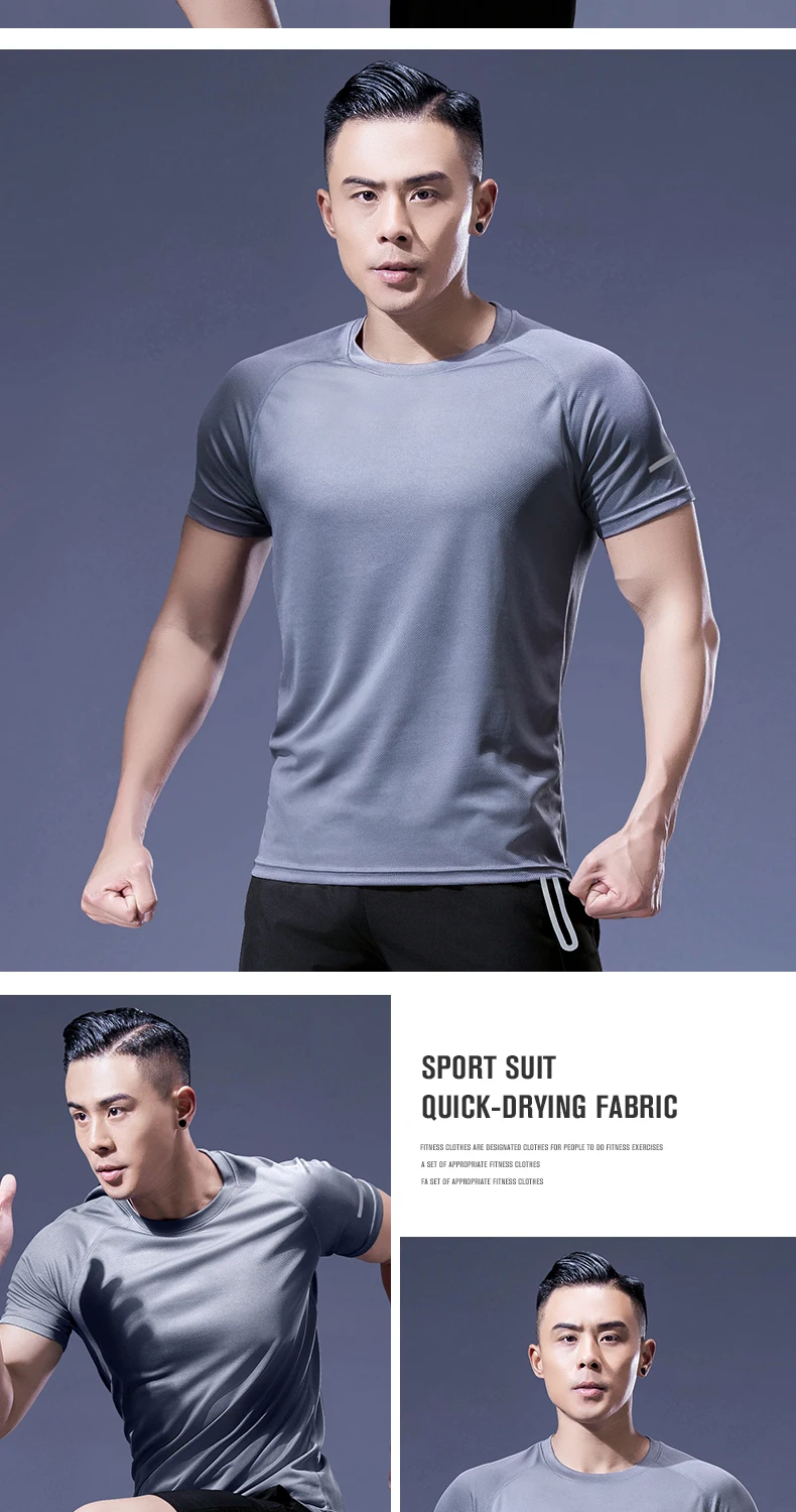 Reflektierendes Shirt, schnell trocknend, kurzärmelig, Sport-T-Shirt, Sportbekleidung für Herren, Fitness, Playeras Para Hombres, atmungsaktive Sportbekleidung – Detail 11