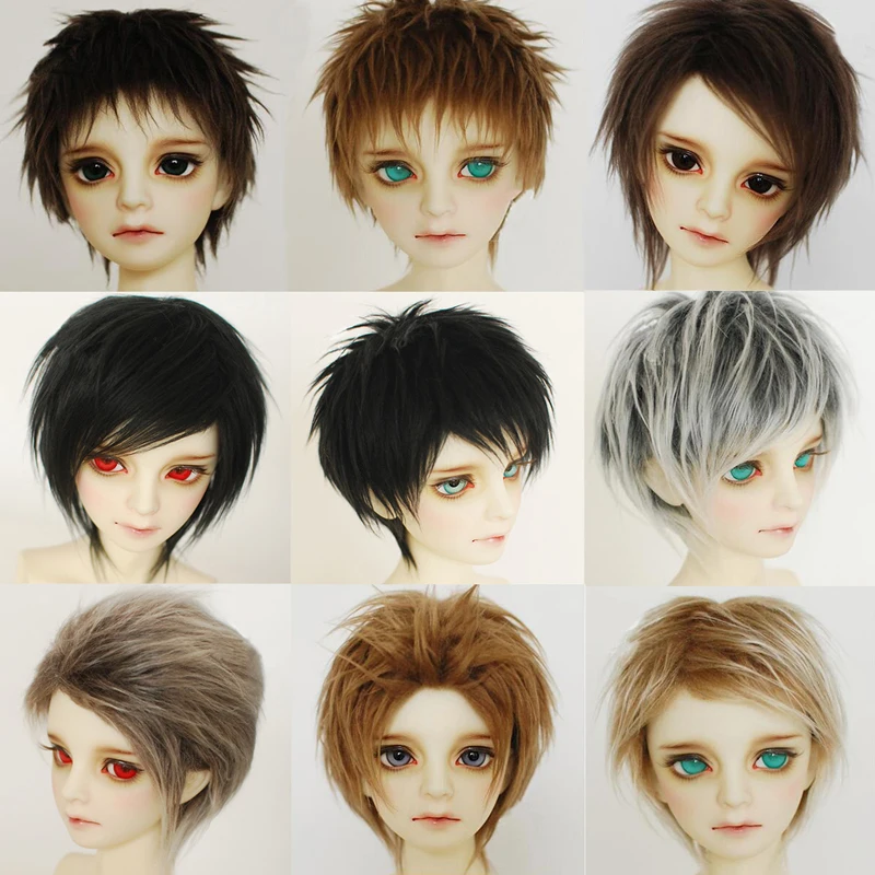 

children handmade toy 1/12 1/8 1/6 1/3 1/4 uncle Doll wig BJD/SD doll props Accessories colorful Black brown short hair 1 pcs