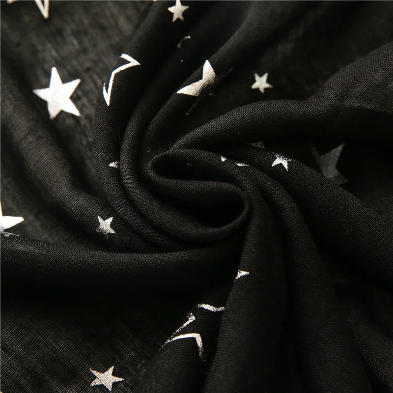 2023 Fashion Iron Silver Star Tassel Viscose Shawl Scarf Women High Quality Autumn Winter Foulard Muslim Hijab Sjaal 180*90Cm