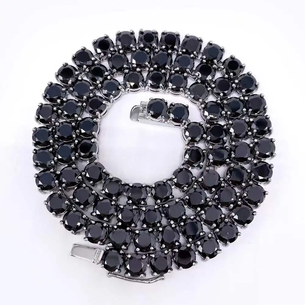 HipHop 4-6mm Single Row Black Zircon Tennis Chain Necklace Men Jewlery 316L Stainless Steel Bling Iced Out Necklace 20-24 Inch