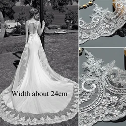 1meter/lot Sequin Framed Lace Flower Border Accessorial Handmade DIY Bridal Decoration Wedding Dress Head Veil Curtain Material