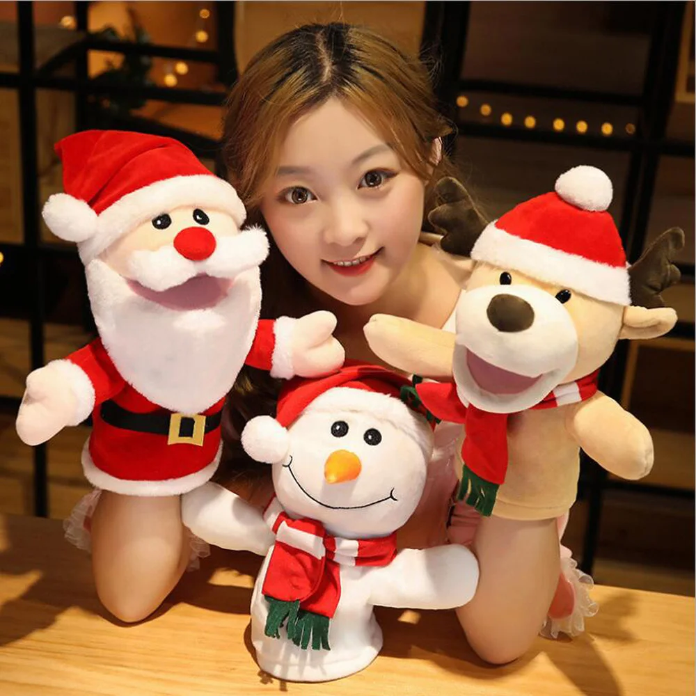 Children Hand Puppet Plush Stuffed Toy Christmas Gift Santa Claus