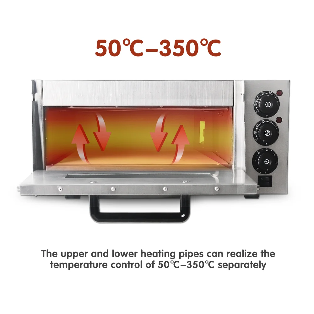 ITOP Oven Pizza Elektrik Mesin Pemanggang Baja Tahan Karat Komersial/Rumah Tangga Kompor Pizza Batu Roti Elemen Pemanas Ganda