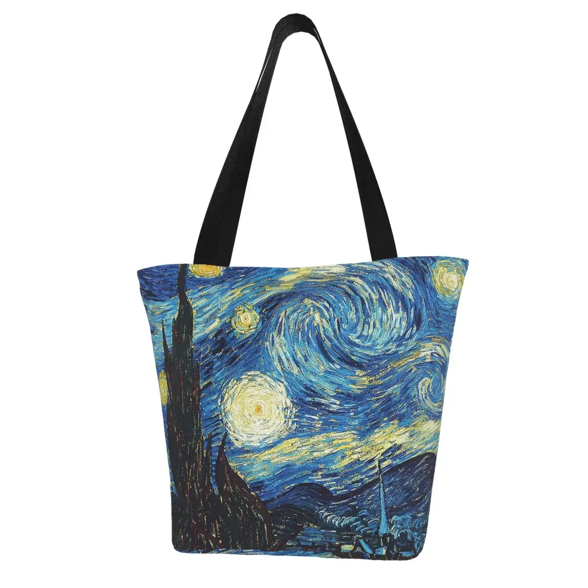 

NOISYDESIGNS Canvas Shoulder Shopping Bags for Women Van Gogh Art Shopper Handbag Female Storage Reusable Foldable Totes Bags