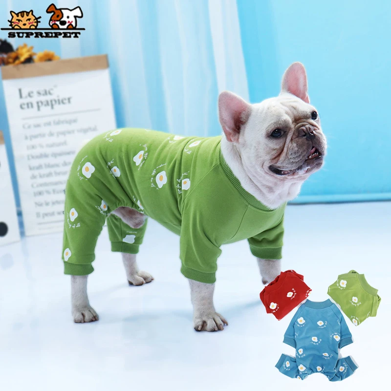 SUPREPET คลาสสิกน่ารักลูกสุนัขเสื้อผ้า4ฟุตสำหรับสุนัข Bulldog ฝรั่งเศสรูปแบบการ์ตูน Jumpsuit สุนัขบ้านสุนัข Pug Dog hoodie