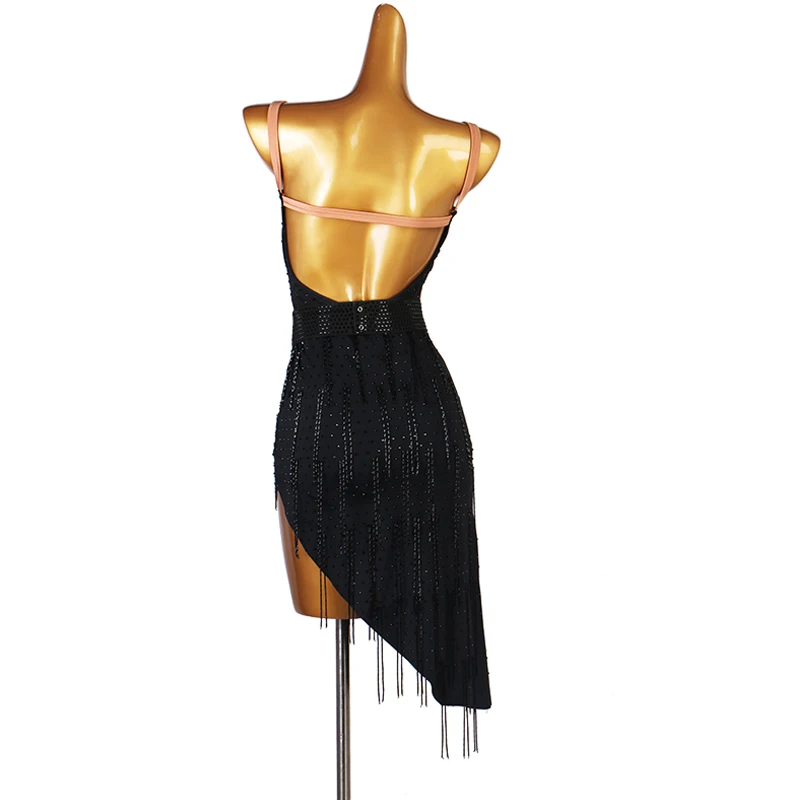 NEW Sexy Latin Dance Dress Women Latina Salsa Latin Dance Competition Dresses Fringe Customize D1029 Split Tassels Hem Backless