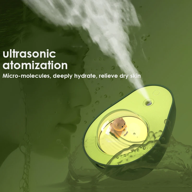 Mini humidificador de aire creativo Avoca, difusor inalámbrico portátil con batería integrada, generador de niebla de luz nocturna cálida