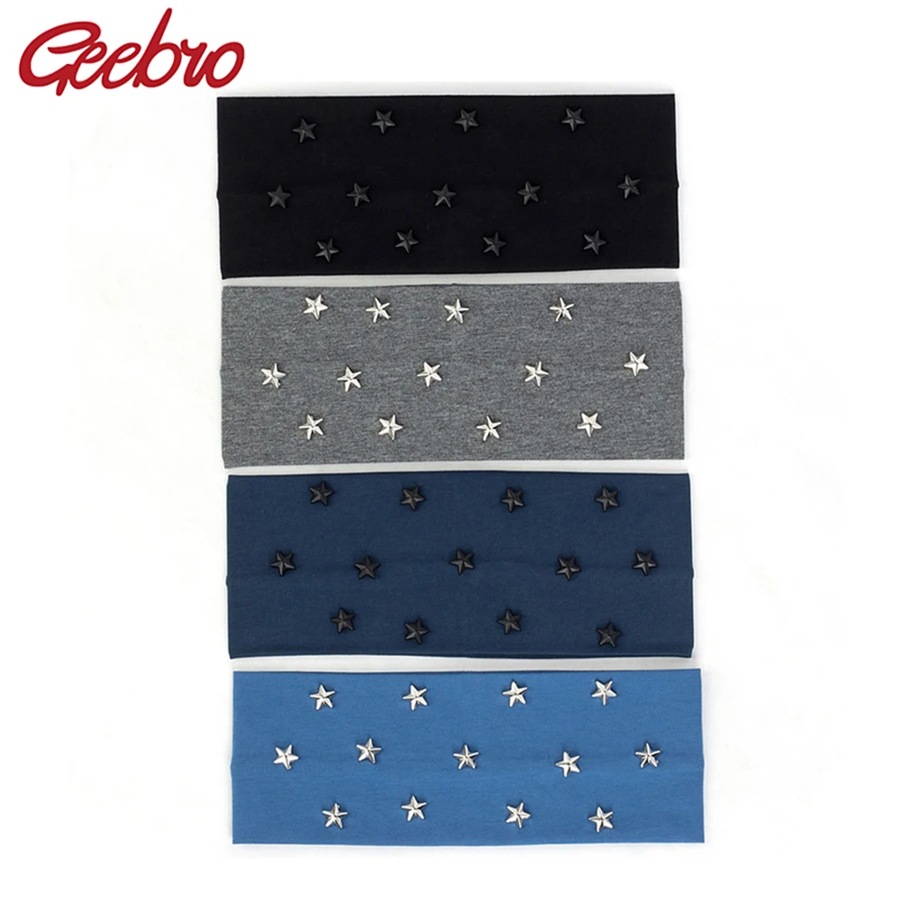 

Geebro Summer Women Elastic Headband Hairband For Female Star Cotton Headband Turban Wraps Hair Accessories Girls Head Wraps