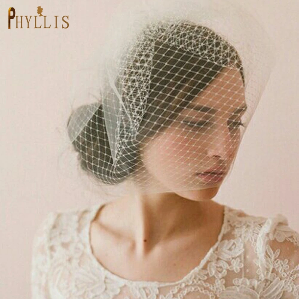 JM05 Handgemaakte Vogelkooi Sluier 2 Layer Dames Hoeden Wedding Party Bridal Mesh Tiara Bruid Haar Accessoires Vrouwen Party Haar Sieraden