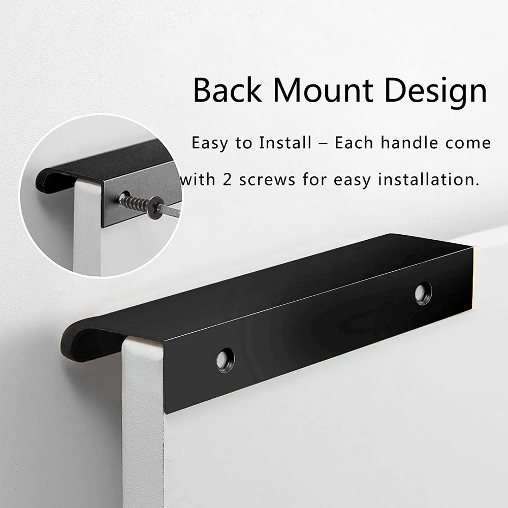 Hidden Handle Kitchen Cabinet Furniture Handles Black Cupboard Drawer Pulls Wardrobe Door Knobs Prevent Scratching with Screw