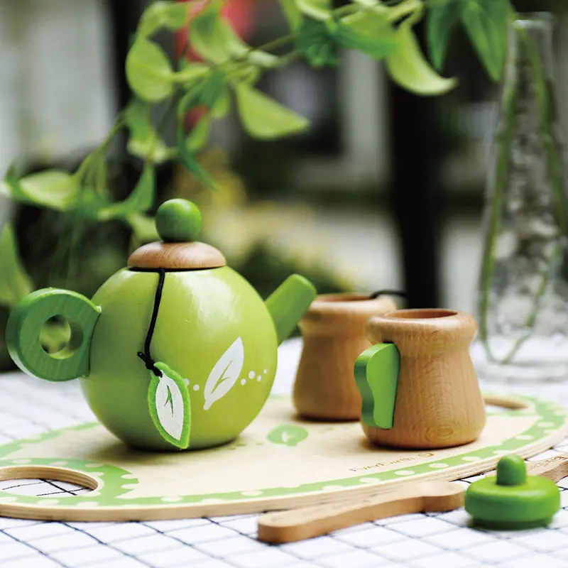 Wooden Creative Tea Set Design Simulation Toys For Kids Tea Pots Set Pretend Play Baby Toys Toddler Kitchen Kids Products ZL691